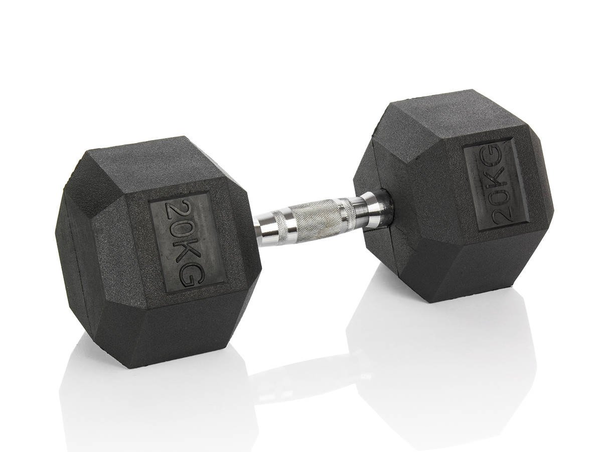 Rubber Coated Cast Iron Hex Black Dumbbell